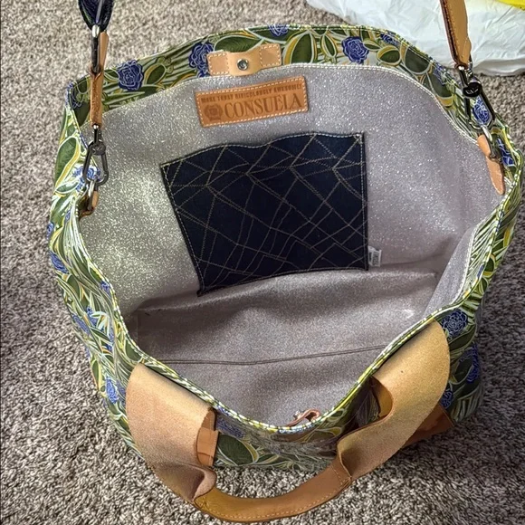 Consuela | Bags | Consuela Green And Blue Floral Tote | Poshmark
